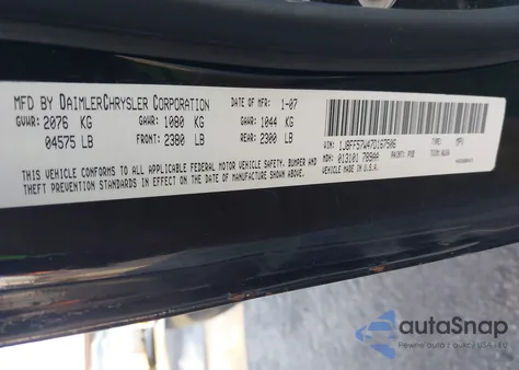 2007 Jeep Compass Limited z USA, uszkodzony, nr VIN 1J8FF57W47D167506